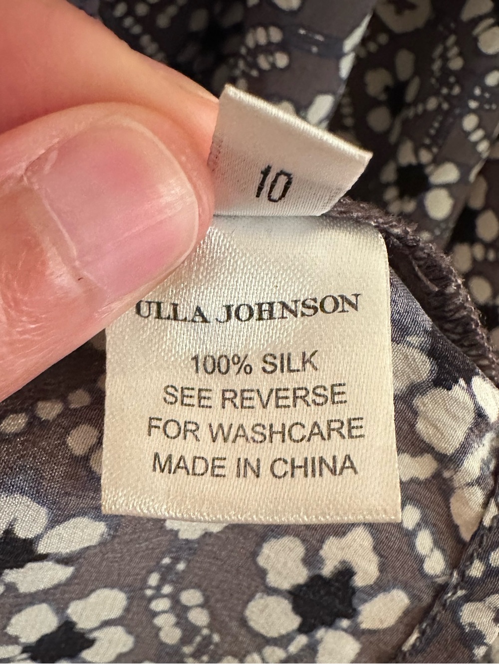 Ulla Johnson 100% Silk Ruffle Floral Dress Grey Blue White Size 10 - Picture 5 of 8